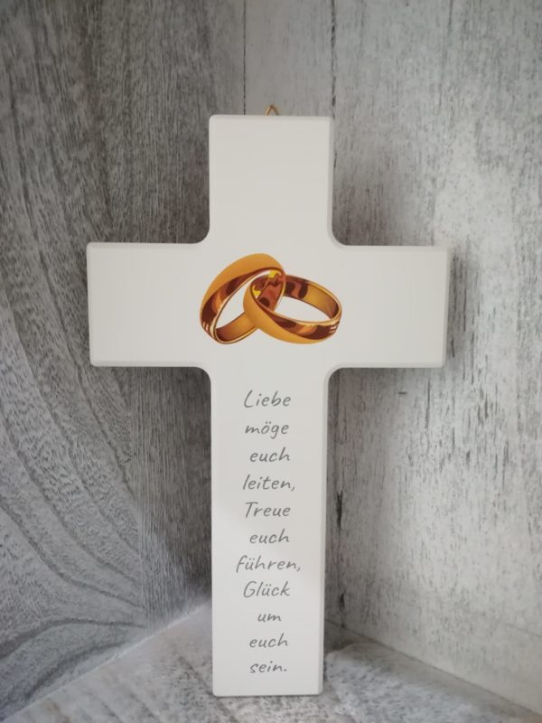 Hochzeitskreuz aus Holz „Liebe möge euch leiten...“