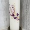 Hochzeitskerze lila Rosen mit Ranken, auch in Ihren Wunschfarbe möglich, personalisiert mit Namen und Datum, für Standesamt oder kirchliche Trauung